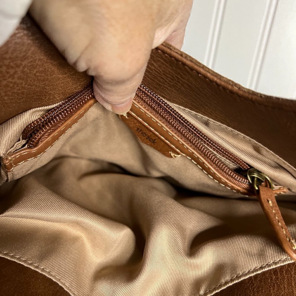 THE SAK COLLECTIVE  Sierra Leather Shopper  in Teak Leaf - Picture 5 of 10